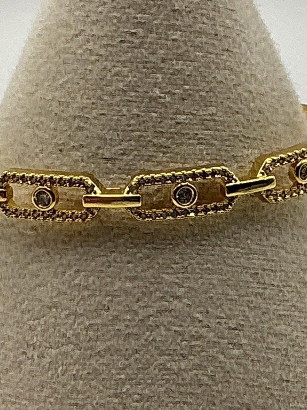 Adina Eden Gold CZ Link Bangle Bracelet Waterproof NWOT